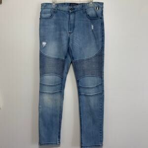 American Rag Distressed Moto Biker Jeans Size 34x32